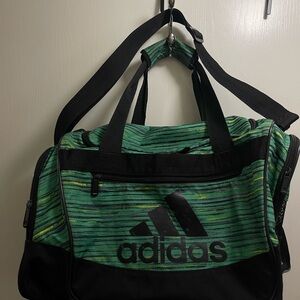 Adidas Striped Green and Black Duffel Bag